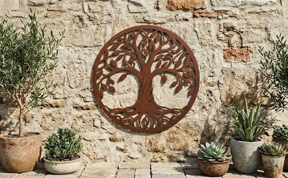Premium rust-resistant metal decor enduring outdoor patio conditions beautifully